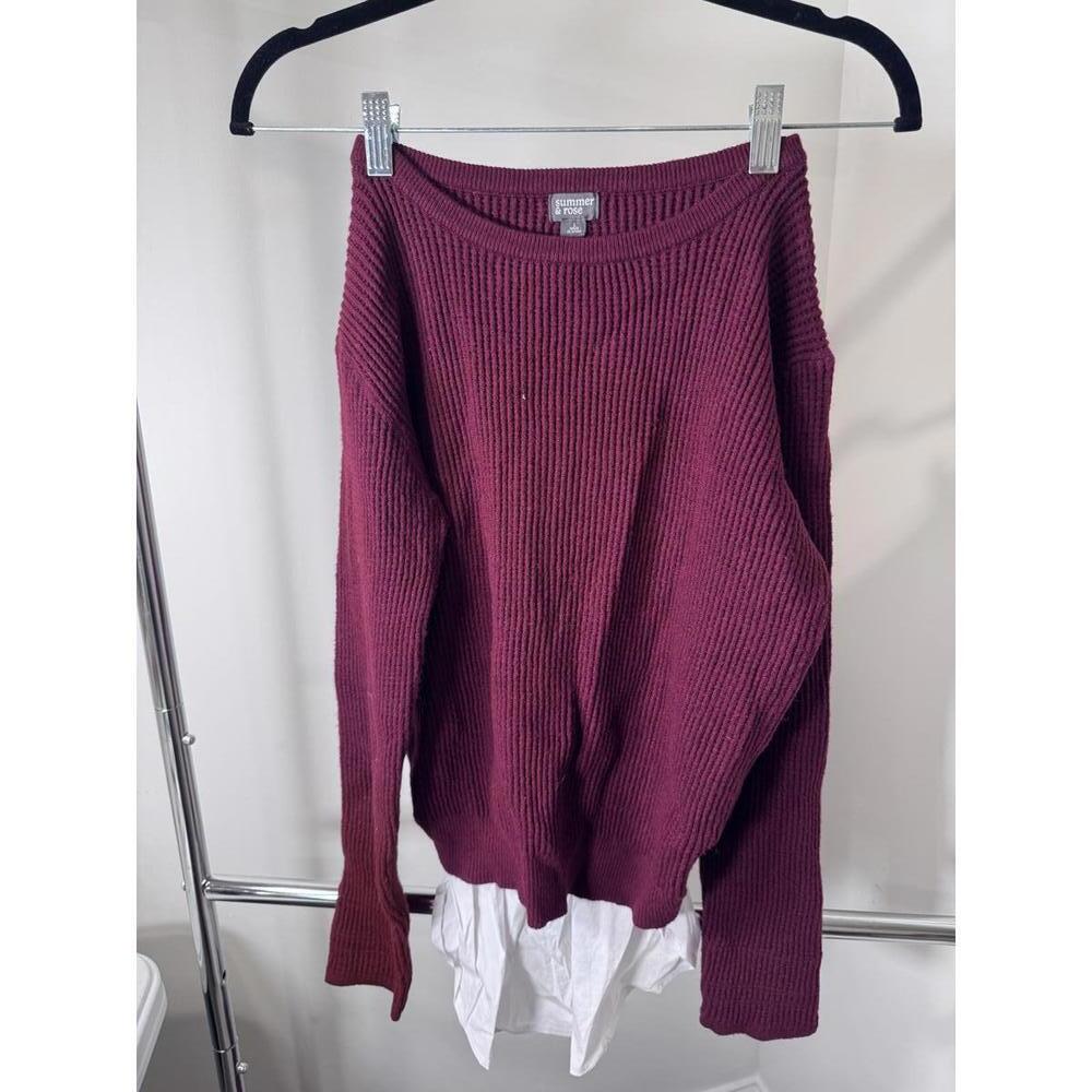 Summer & Rose Women's Burgundy Knit Sweater, Size Large